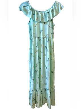 Bailey Lane Girls Floral Pattern Ruffle Neck Maxi Dress Size